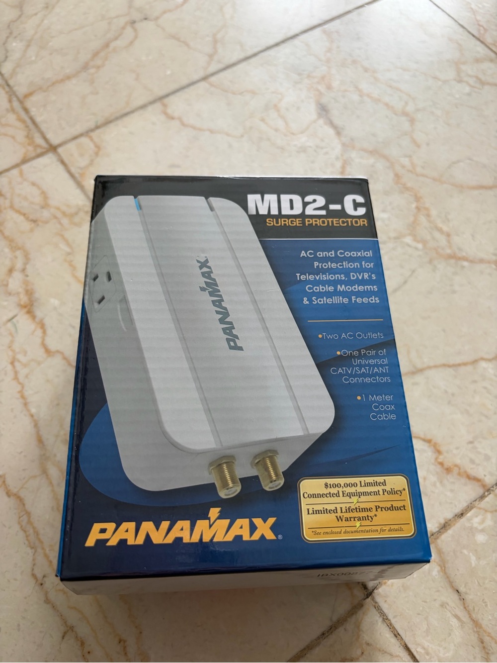 Anama White and Blue MD2-C Style Surge Protector Packaging